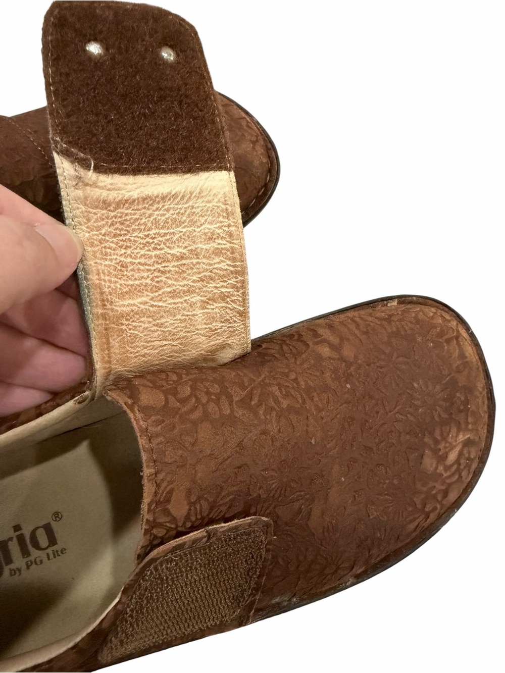 Alegria EU 39 US 9 Deliah Floral Embossed Delicut Tawny Brown Slip On Shoes S6 - Picture 7 of 10